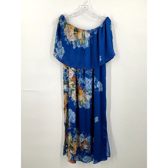 Zara Dress Women S Floral Blooms Off the Shoulder Side Slit Midi Travel Summer - Picture 3 of 15